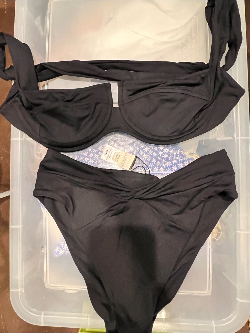 l*space black bikini set - M; bitsy bottom camellia top